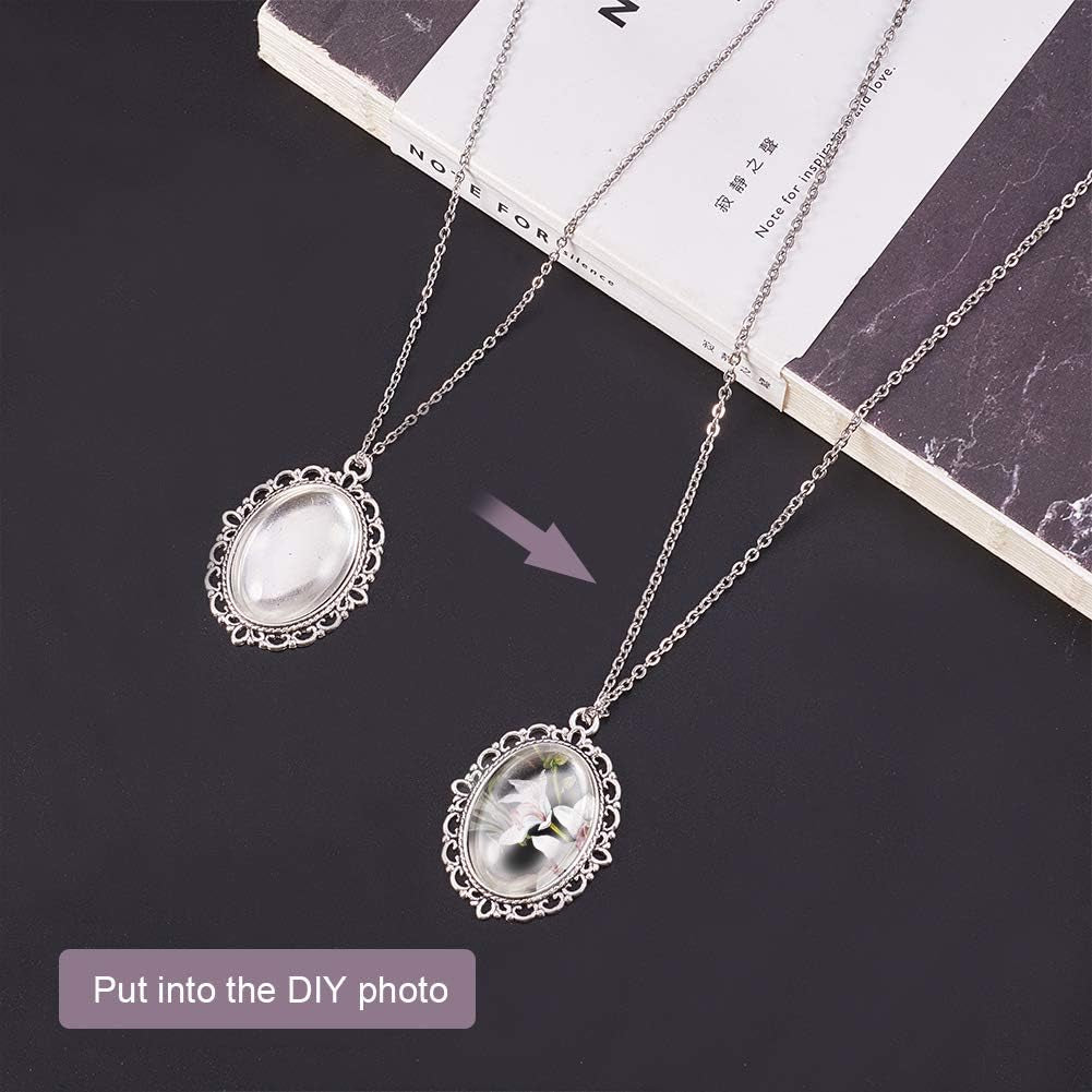 60Pcs Bezel Pendant Blanks Settings - 30Pcs Oval Pendant Trays Photo Charms with 30Pcs Glass Cabochons for Mom Bouquet Bridal Wedding Brides Graduation Charm Jewelry Making, 25X18Mm
