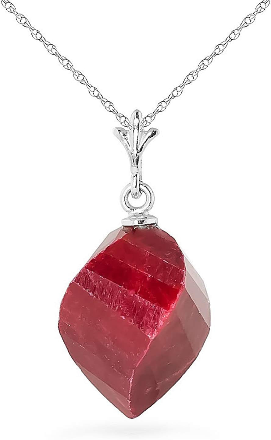 14K Solid Gold Necklace Twisted Briolette Ruby - WORLD TIME VISITS