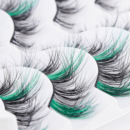 Colored Eyelashes Fluffy Eye Lashes 20 Pairs Russian Strip Lashes D Curl Strip Lashes Look like Extensions 3D Natural Wispy Cat Eye Lashes,Purple