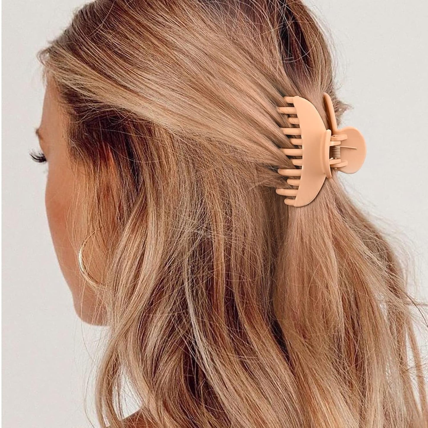 4 PCS Double Row Teeth Hair Claw Clips 2.5" Medium Hair Clips for Thin Hair Small Matte Clips Short Fine Hair Accessories for Women and Girls -Black Brown