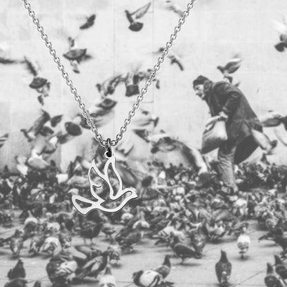 Stainless Steel Soaring Dove Bird Pendant Necklace Bird Jewelry Peace Gift for Her