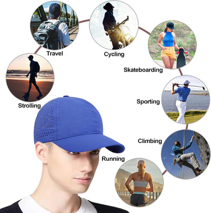 Enwokran Men Quick Dry Sport Baseball Cap, Athletic Fitted Cap Mesh Adjustable Plain Hat Running Trucker Hat for Women