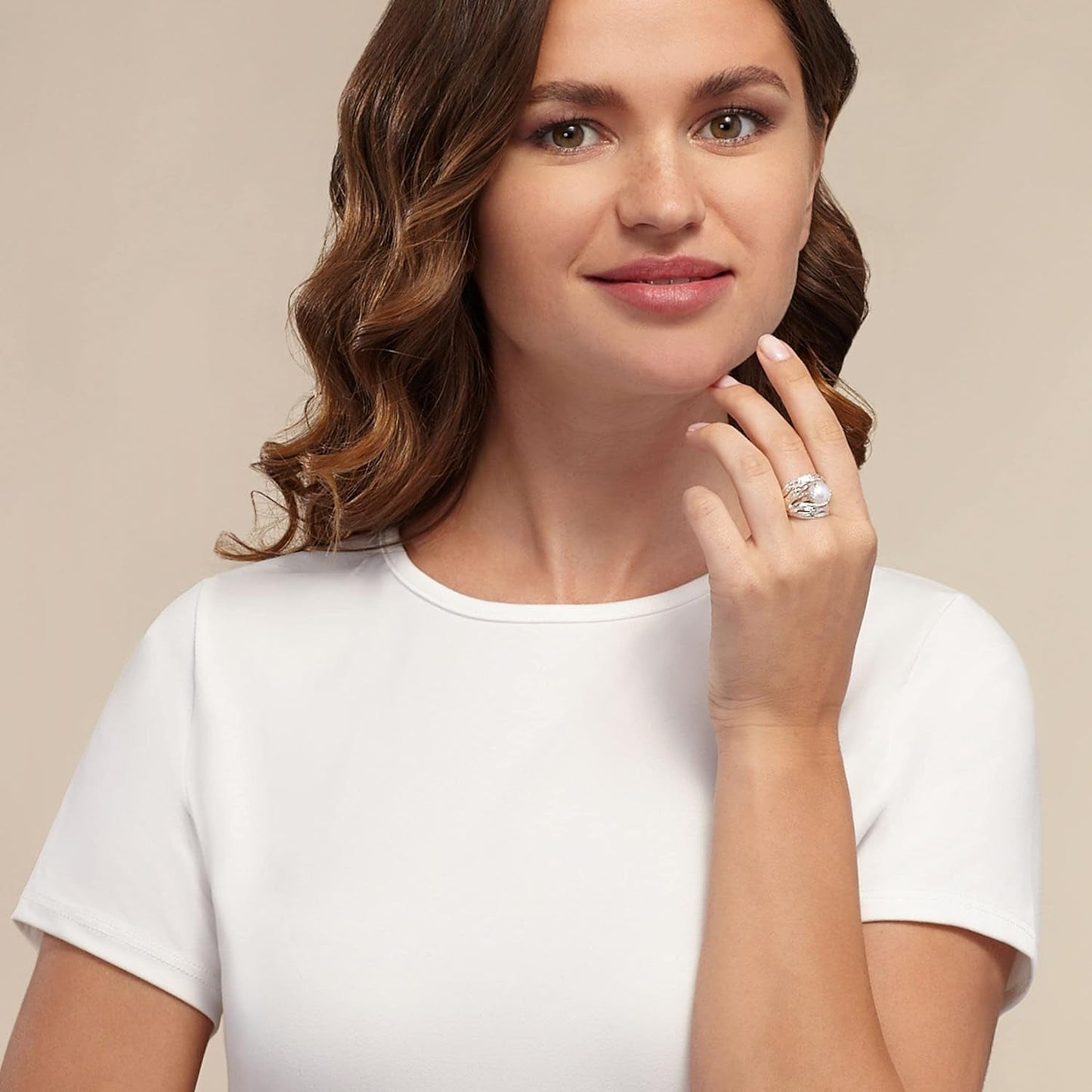 'Nested Cultured Pearl' 9.5-10 Mm Freshwater Cultured Pearl Ring in Sterling Silver