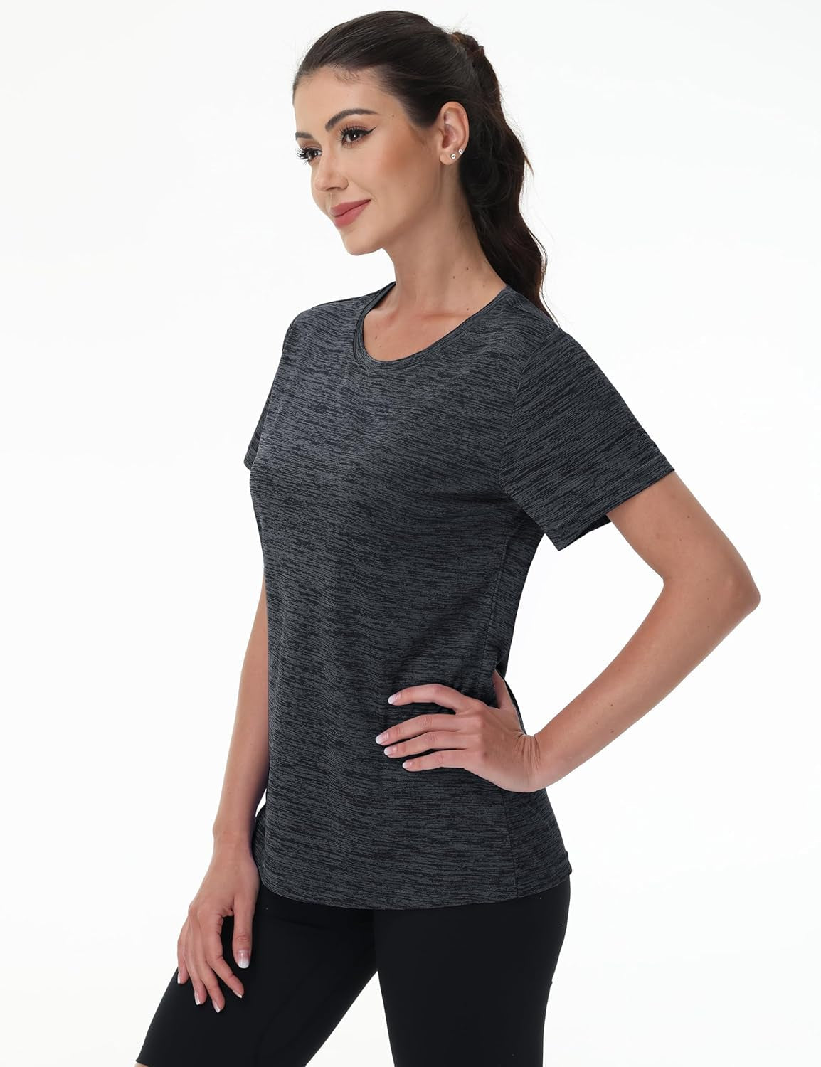 Women'S Workout Shirts Crewneck Short Sleeve Moisture Wicking Lightweight Tops for Gym Athletic Sports