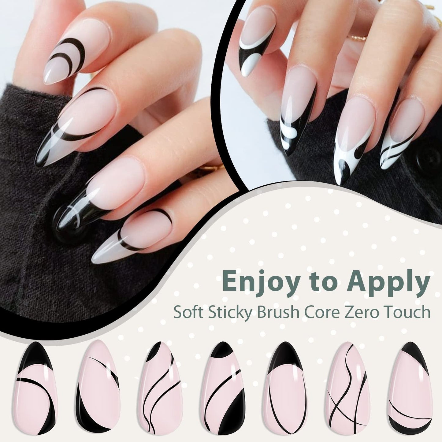 Gel Polish Liner Gel Nail Art - 1 Pcs 8Ml Classical Black Color Gel Nail Art Paint for Nails Built Thin Line Nail Art Brush in Gel Pens Soak off Home French Manicure Home Salon DIY