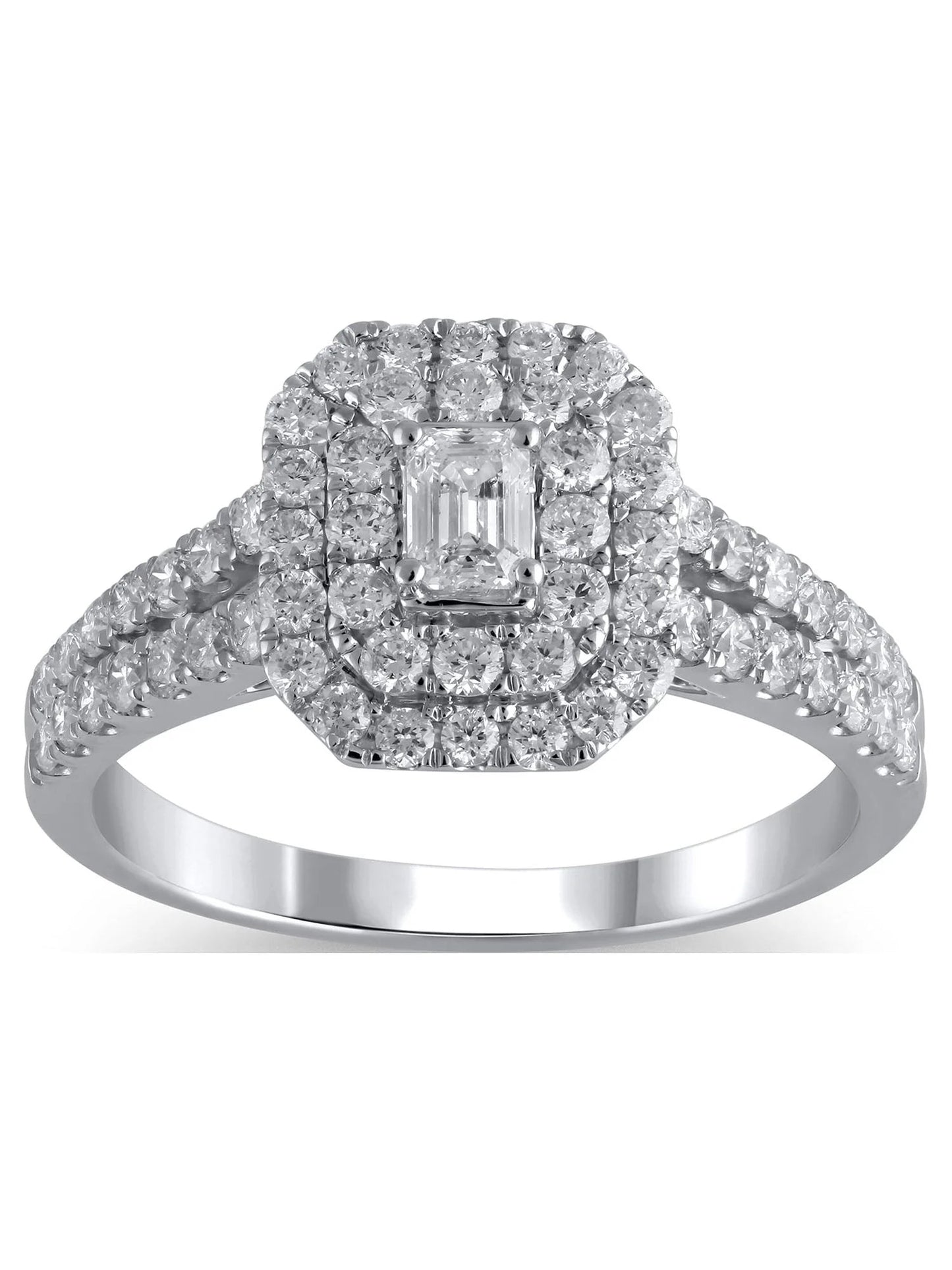1 Carat T.W. (I2 Clarity, H-I Color)  Emerald Cut Diamond Engagement Ring in 10Kt White Gold, Size 7