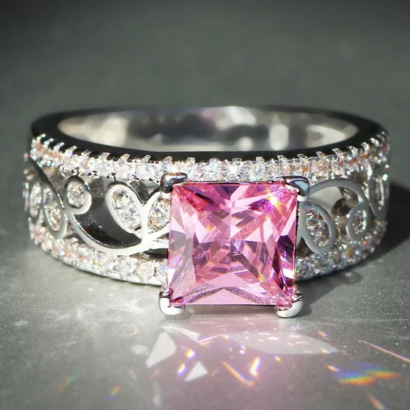 Elegant Silver Yellow Diamond Birthstone Gemstones Engagement Wedding Anniversary Ring Size 6 7 8 9 10