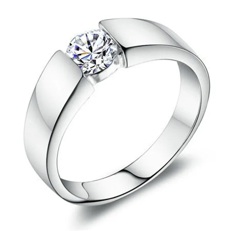 Luxury Fashion Man's and Woman's Diamond Wedding Ring Silver Ring Titanium Steel Ring Engagement Bijoux Jewelry - WORLD TIME VISITS