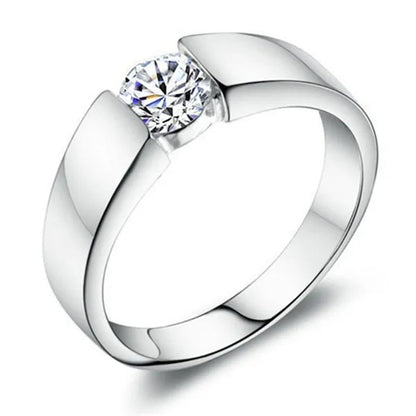 Luxury Fashion Man's and Woman's Diamond Wedding Ring Silver Ring Titanium Steel Ring Engagement Bijoux Jewelry - WORLD TIME VISITS