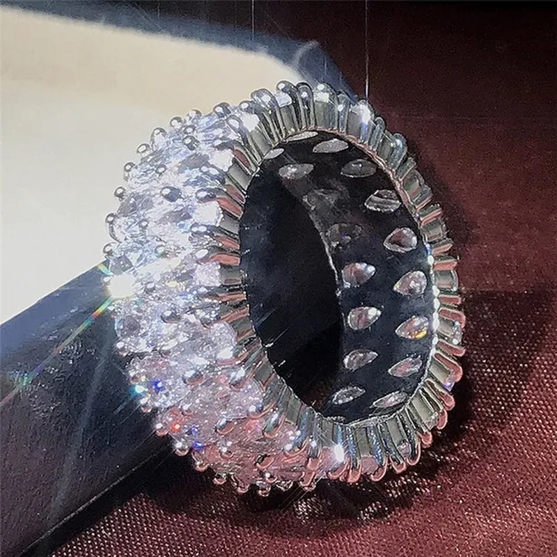Engagement Ring White IF Diamond Jewelry Natural Gemstone Wedding Band Anniversary Gift Daily Casual Accessory Rings for Women Bride Size 5-10