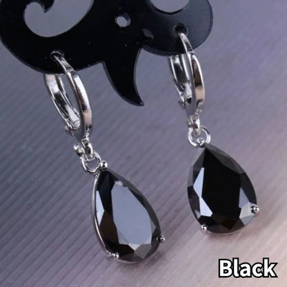 Women Silver Plated Pink Blue Cubic Zirconia Earrings Water Drop Pendant Earrings Bride Wedding Engagement Anniversary Gift Jewelry