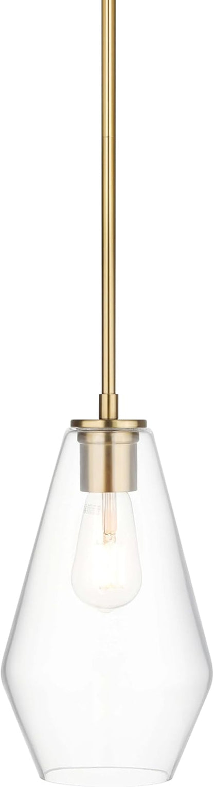 Brass Pendant Lights Ktichen Island, Modern Farmhouse Dining Room Light Fixtures over Table Brushed Brass Glass Kitchen Hanging Lights for Bedroom,Bar,Sink XB-P1228-BS