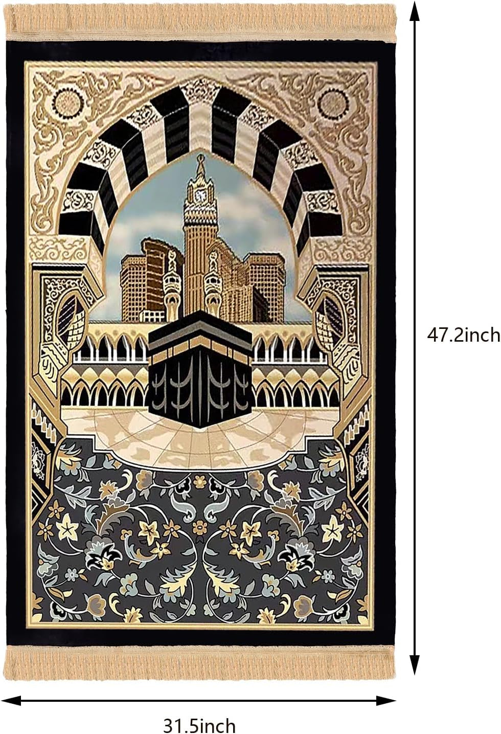 Thick Padded Muslim Prayer Rug Traditional Patterns Islam Prayer Mat with Tassels, Comfort Kneel Floor Carpet Islamic Namaz Rug Praying Mat Home Decor, Eid Ramadan Rug for Men Women Kids - WORLD TIME VISITS