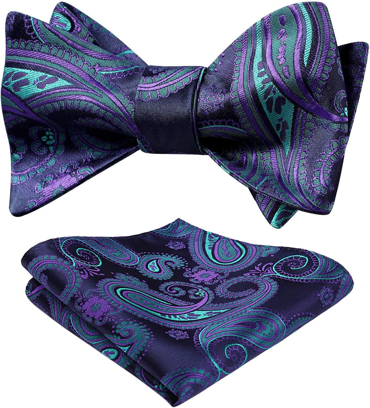 Bow Ties for Men Floral Bowties Mens Self Tie Bow Tie Handkerchief Jacquard Woven Bowtie Pocket Square Set