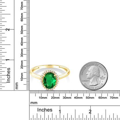 10K Yellow Gold 8X6MM Oval Gemstone Birthstone and White Diamond Halo Engagement Ring | Wedding Anniversary Promise Gold Ring for Women | Available in Size 5-10