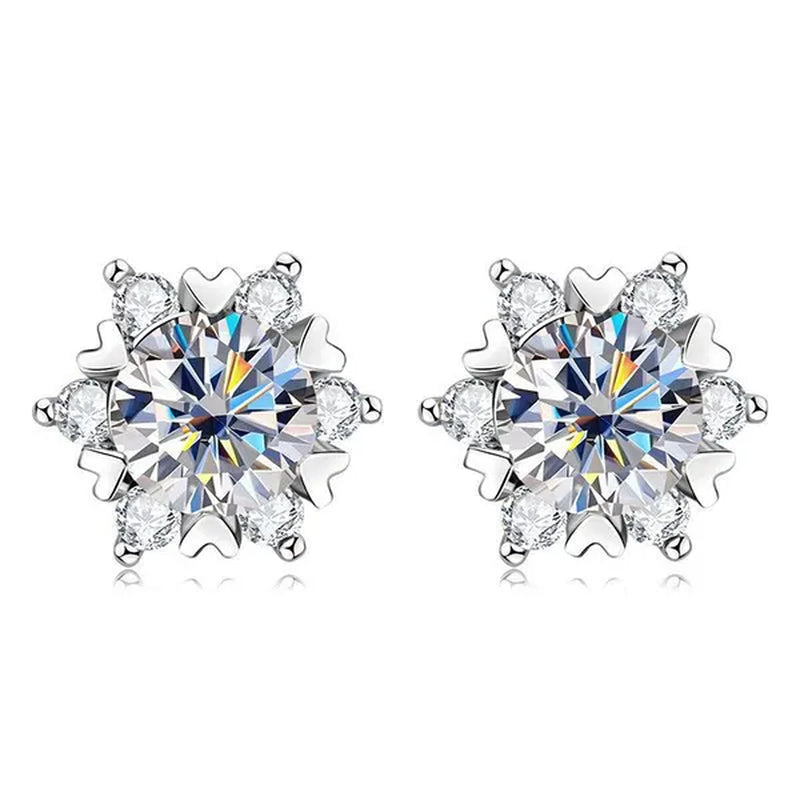Fashion Cubic Zirconia Snowflake Flower Stud Earrings for Women Daily Casual Accessories Christmas Gift - WORLD TIME VISITS