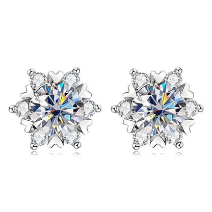 Fashion Cubic Zirconia Snowflake Flower Stud Earrings for Women Daily Casual Accessories Christmas Gift - WORLD TIME VISITS