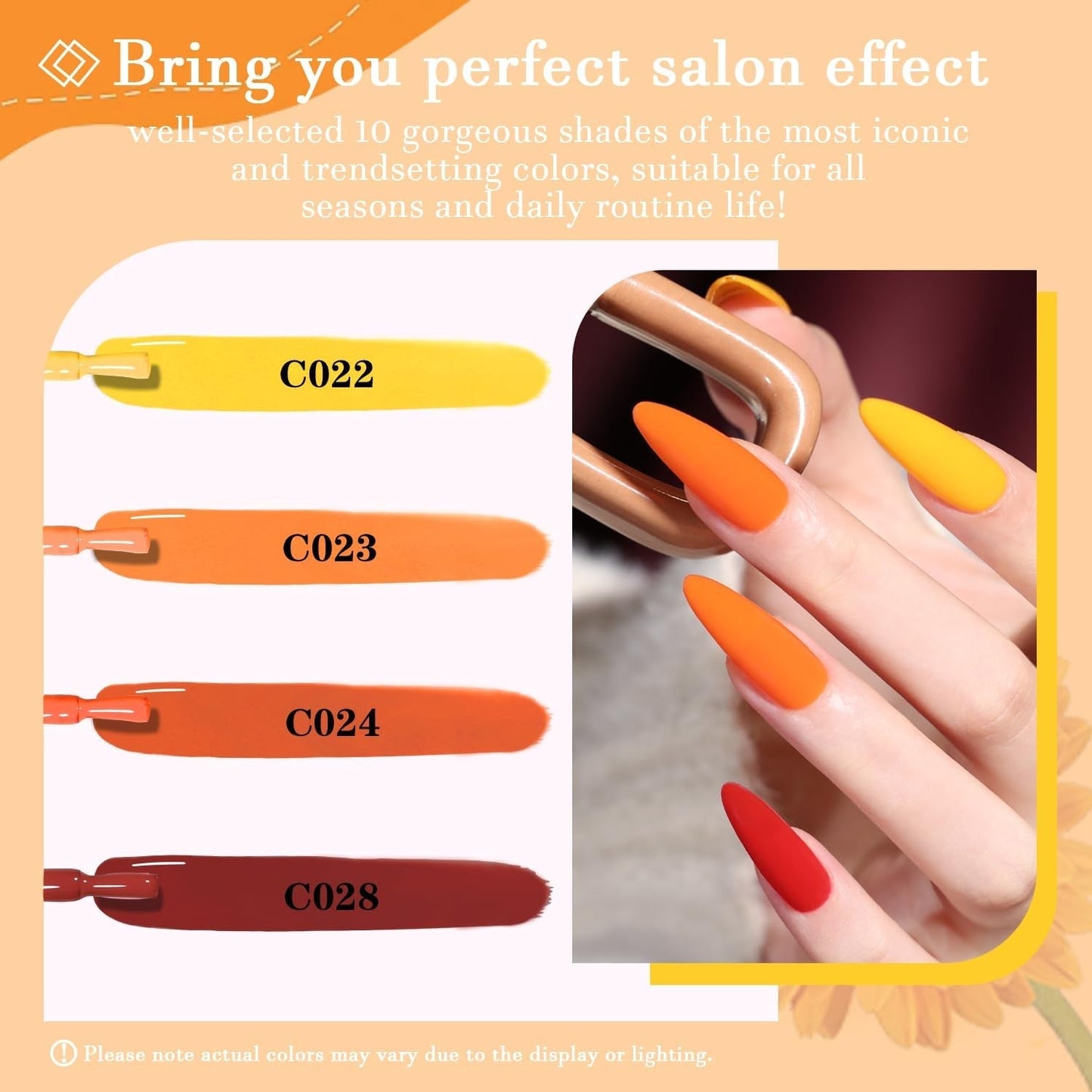 Gel Nail Polish Set-10 Colors Fall Yellow Orange Gold Glitter Pumpkin Dark Series Nail Gel Polish Starter Kit Soak off Salon DIY Manicure Nail Art Gifts for Girls Women 7Ml