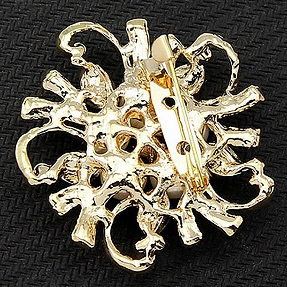 Elegant Princess Brooch Pin, Women Luxury Glossy Faux Pearl Rhinestone Flower Bouquet Brooch Pin, Bridal Wedding Jewelry Gold
