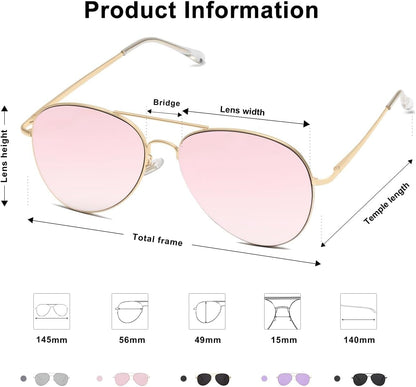 Classic Aviator Sunglasses for Women Men Metal Spring Hinges SJ1030