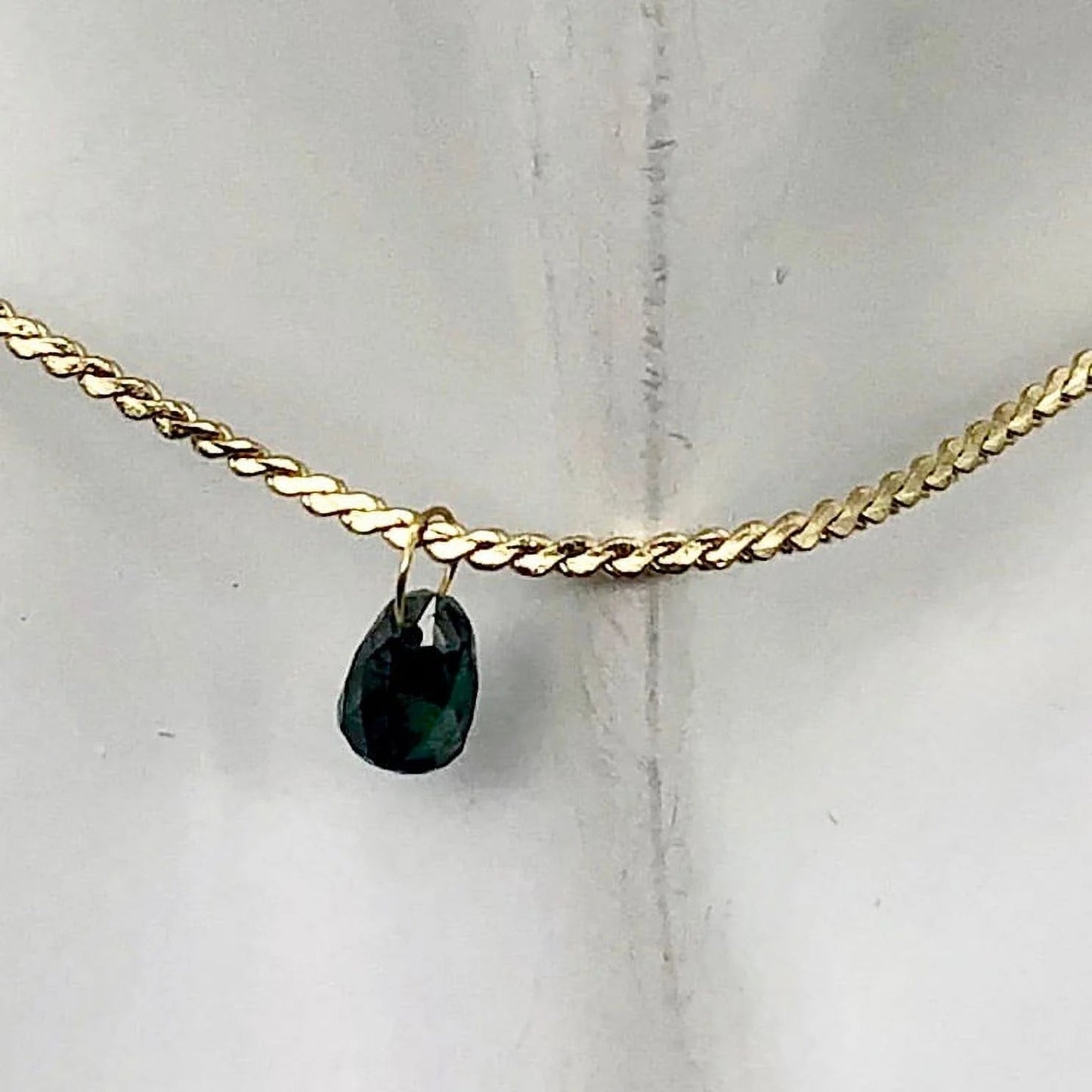 Blue Diamond Briolette 18K Gold Pendant | .8 Cts | 6X4Mm |