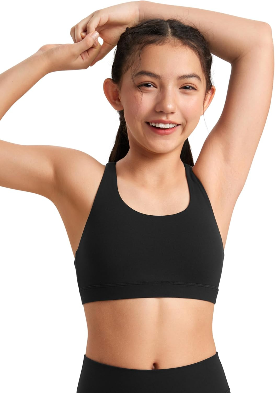 Girls Butterluxe Training Bra - Strappy Scoop Neck for Teens Kids Yoga Sports Comfort Dance Crop Top - WORLD TIME VISITS
