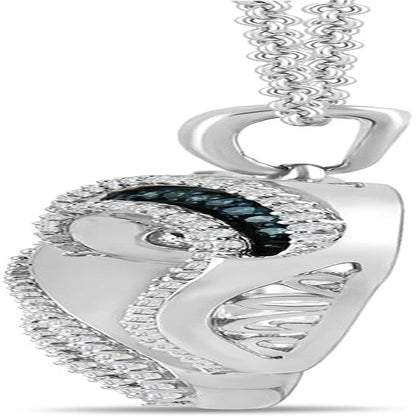 Sterling Silver Blue and White Diamond Heart Pendant Necklace (1/2 Cttw), 18" (Previously Amazon Collection)