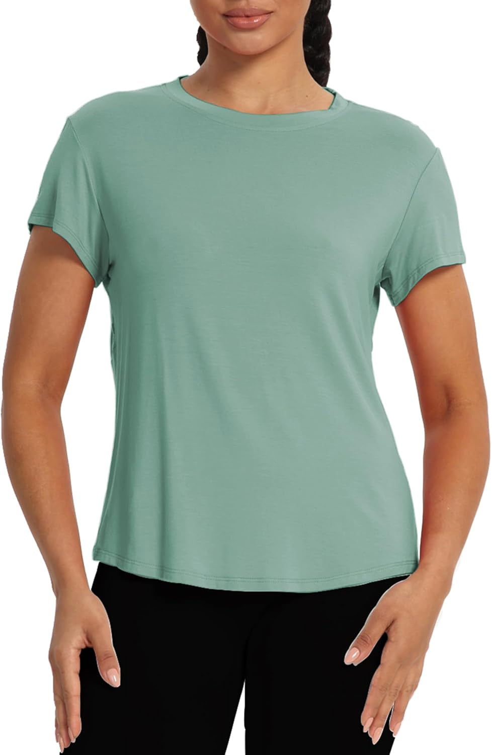 Backless Workout Athletic Shirts Short Sleeve Split Back Yoga Exercise Tops for Women - WORLD TIME VISITS