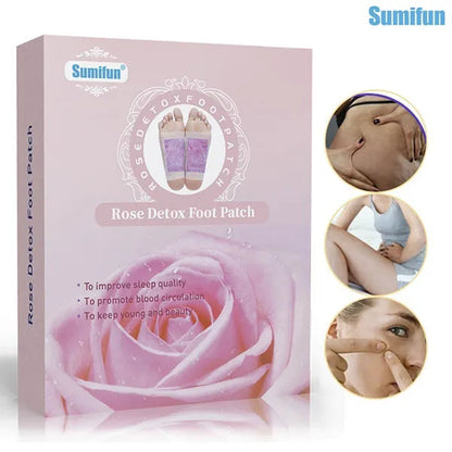 Sumifun 12Pcs/Box Rose Detox Foot Pads Foot Patches Detox Patches Adhesive Improve Sleep Quality Weight Loss Slimming Patch Health Care