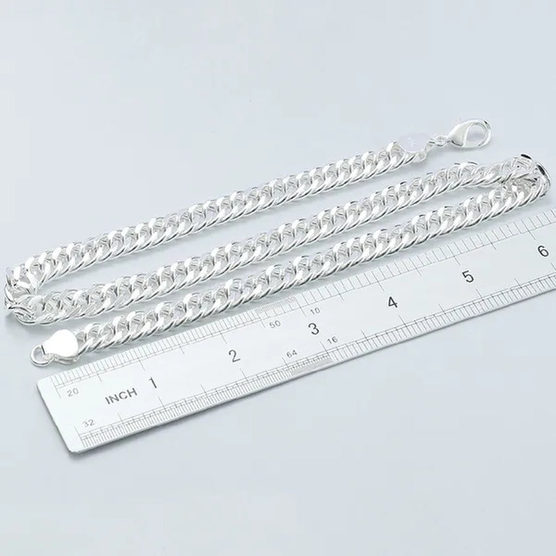 Solid 925 Sterling Silver Men's 10mm Noble Luxury Charm Fashion Chain Necklace