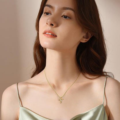Cross Necklace for Women 14K Gold Cross Necklaces for Women Gold Crosses Chain Necklaces for Womens Distinctive Twisted Design Crosses Chain Pendant Necklace for Womens