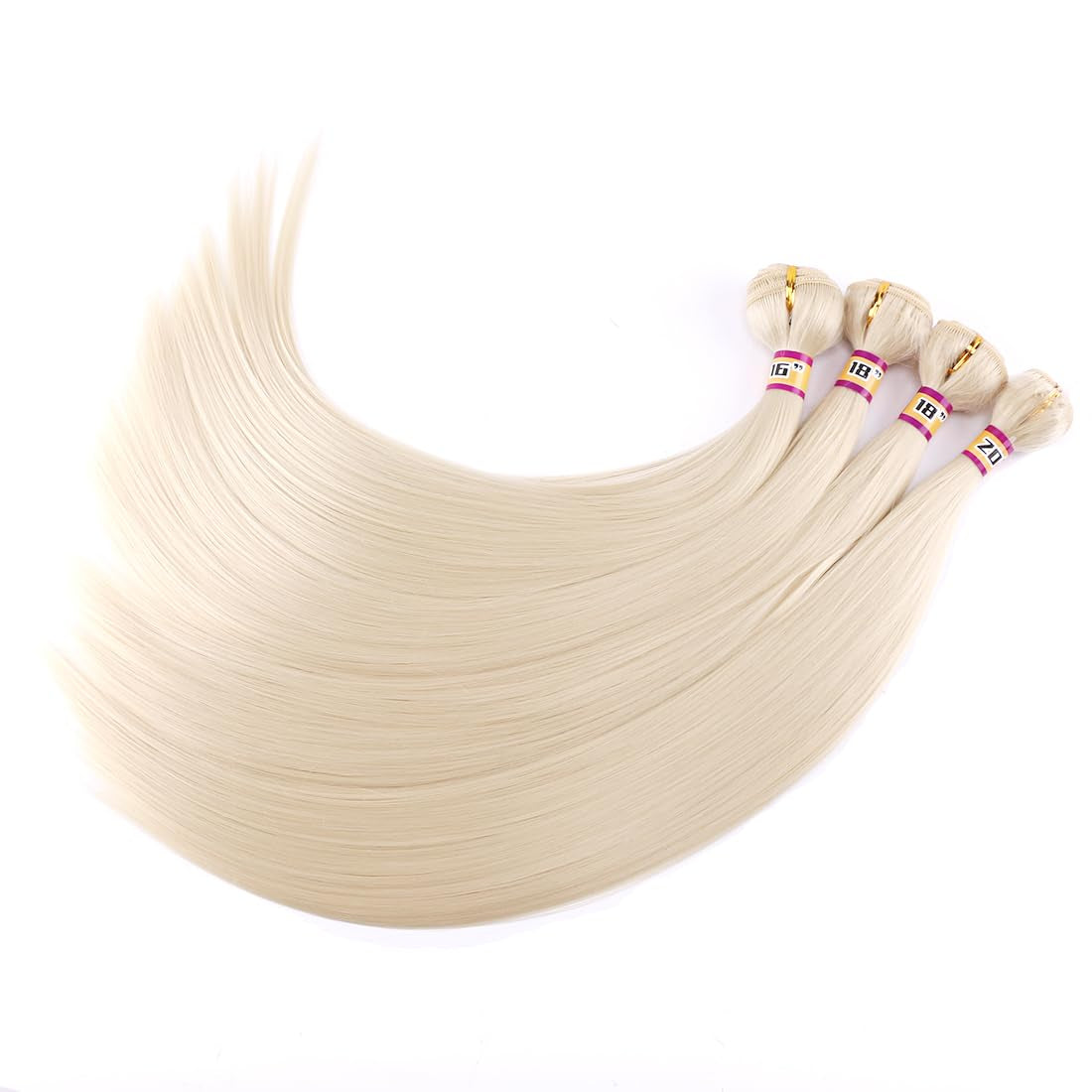 Silky Straight Synthetic Hair Weave 4 Hair Bundles Deals 16 18 18 20 Inches Color 613 Blonde Synthetic Hair Weft