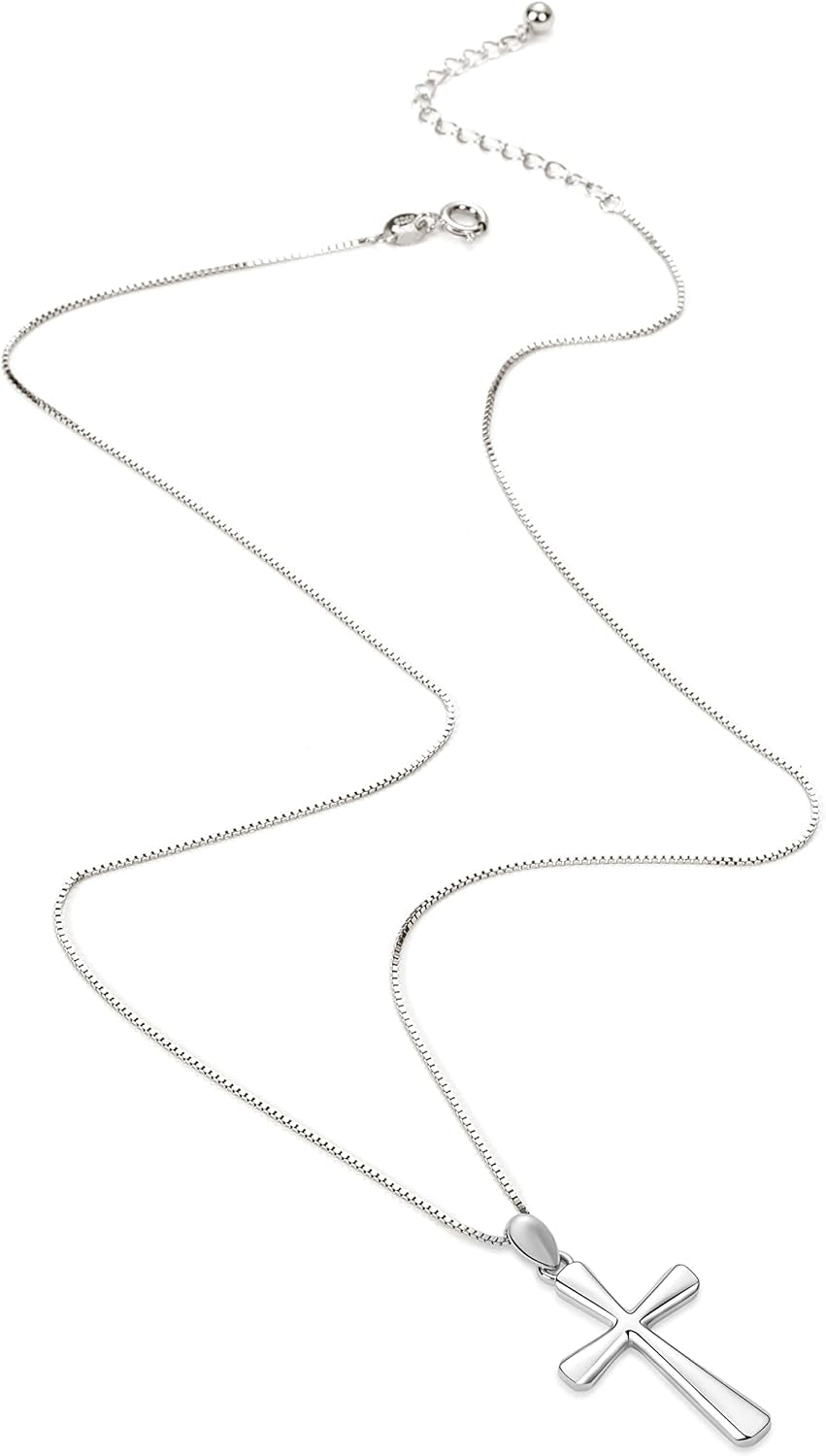 Sterling Silver Cross Necklace for Women 925 Sterling Silver Simple Classic Cross Pendant Necklace Handmade Crosses Religious Jewelry - WORLD TIME VISITS