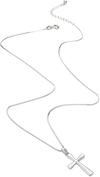 Sterling Silver Cross Necklace for Women 925 Sterling Silver Simple Classic Cross Pendant Necklace Handmade Crosses Religious Jewelry - WORLD TIME VISITS