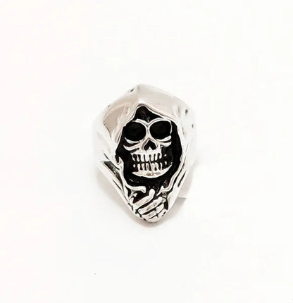 4 Pcs Silver Plated Gothic Rings | Sterling Silver Skull Rings | Grim Reaper Rings | Spider Rings For Men | Biker Rings