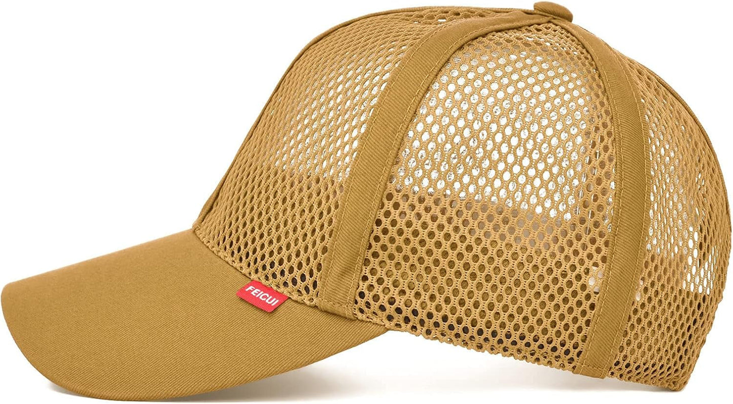 Men Mesh Trucker Baseball Cap Adjustable 6-Panel Hat Outdoor Sports Wear