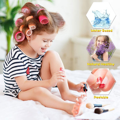 Kids Nail Polish Set - Nail Polish for Girls Ages 3-12 | 12 Rainbow Colors | Non-Toxic, Water-Based, Low Odor | Peel-Off, Quick Dry | Children Nail Polish Kit for Teens, Children, and Toddlers - WORLD TIME VISITS