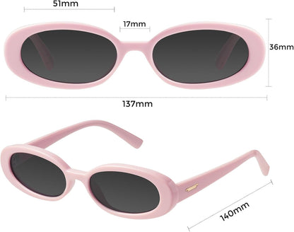 Retro Tiny Oval Sunglasses for Women with Small Face Narrow Style MS52360