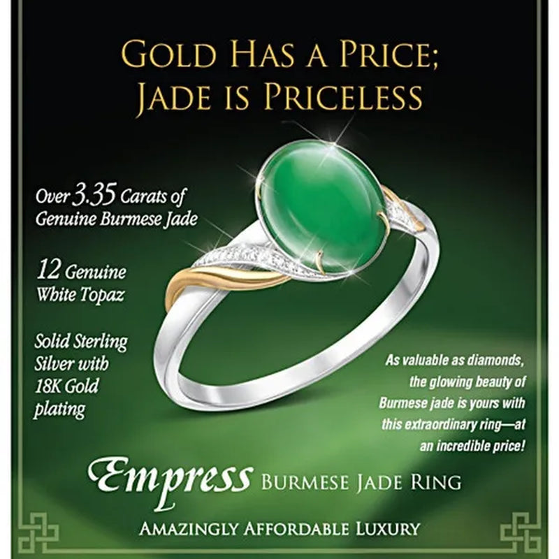 Exquisite Empress Burma Burma Jade 925 Sterling Silver Ring Green Jade Gemstone Ring Bright Diamond Simple Ring, Elegant and Fashionable Ladies Jewelry Accessories Anniversary, Gift for Wife, Mother, Daughter, Friend - WORLD TIME VISITS