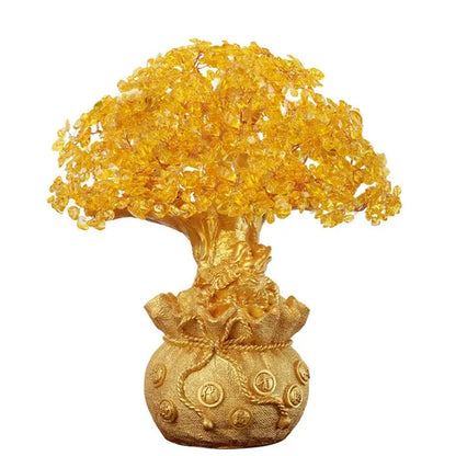 3 Size Festival Holiday Gifts Natural Citrine Quartz Crystal Money Tree in for Wealth Money Bay Lucky Tree