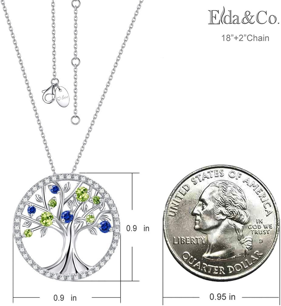 Tree of Life Necklace for Her May Birthstones Emerald Necklace for Women Fine Jewelry for Wife Birthday Gifts for Mother Sterling Silver