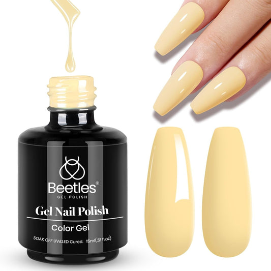 Beetles Pastel Gel Nail Polish 15Ml Yellow Nail Polish Lemon Chiffon Cream Soak off Uv Led Nail Lamp Nail Art Manicure Salon Diy Home Gel Colors Summer - WORLD TIME VISITS