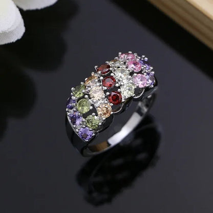Silver 925 Gemstones Jewelry Sets for Women Ring Earrings Necklace Sapphire Ruby Amethyst Female Wedding Wholesale