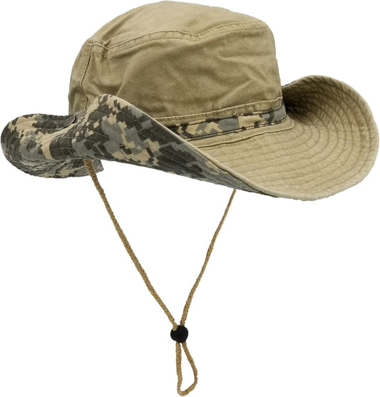 Outdoor Boonie Sun Hat for Hiking, Camping, Fishing, Operator Floppy Military Camo Summer Cap for Men or Women
