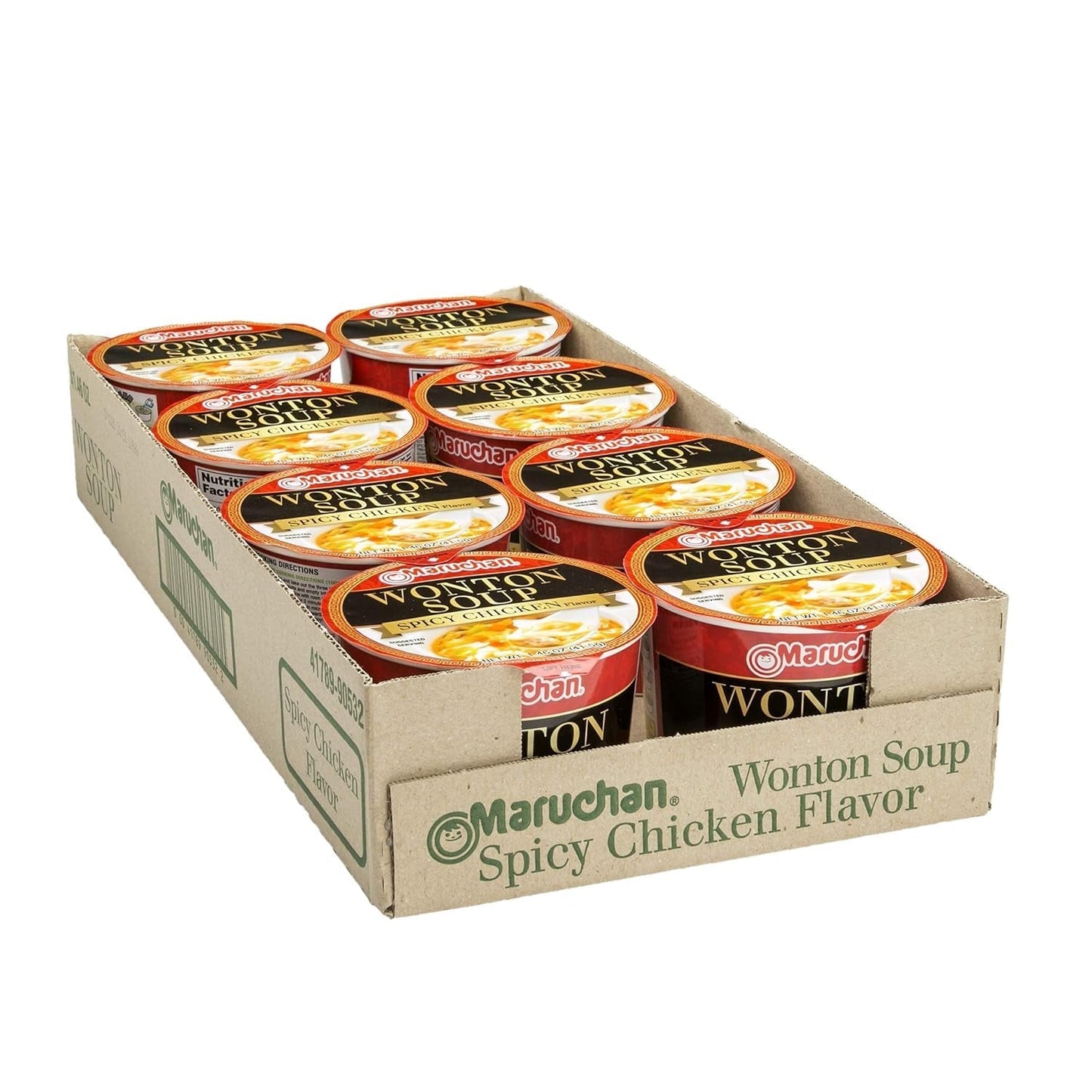 Microwavable Bowl Wonton Hot and Spicy Chicken Flavor, Pack of 8
