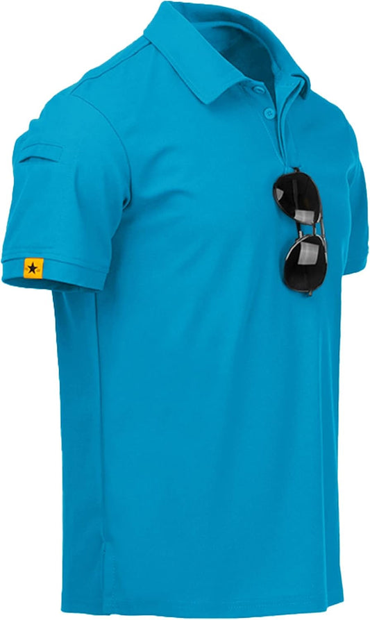 Mens Polo Shirt Short Sleeve Sports Tactical T-Shirt Athletic Golf Polos Daily Casual Stylish Collared Shirts for Men - WORLD TIME VISITS