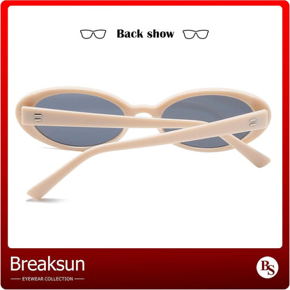 Retro Oval Sunglasses for Women Men Fashion Small Oval Sunglasses 90S Vintage Shades