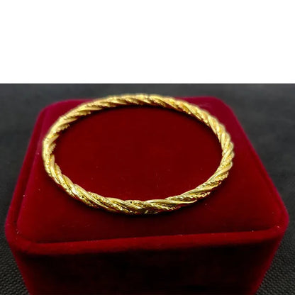 Vintage Twist Bracelet 24K Pure Gold Wave Design Bracelet Set