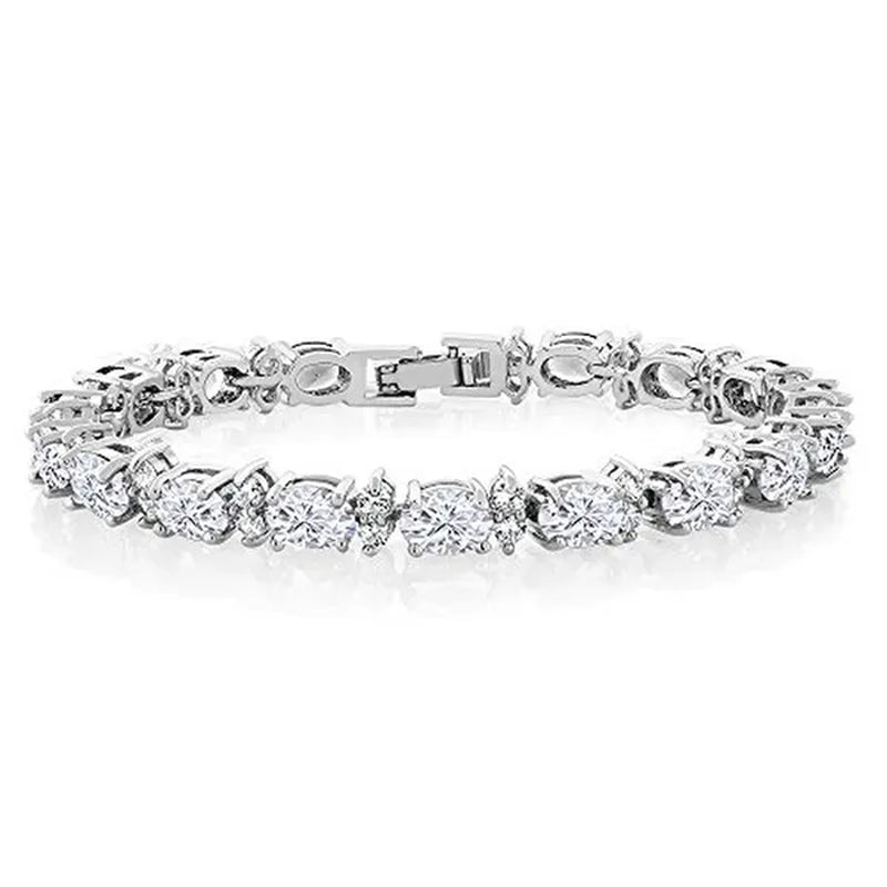 Gem Stone King 925 Sterling Silver Gorgeous Oval and Round Sparkling Cubic Zirconia CZ Tennis Bracelet Jewelry Gift