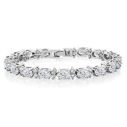 Gem Stone King 925 Sterling Silver Gorgeous Oval and Round Sparkling Cubic Zirconia CZ Tennis Bracelet Jewelry Gift